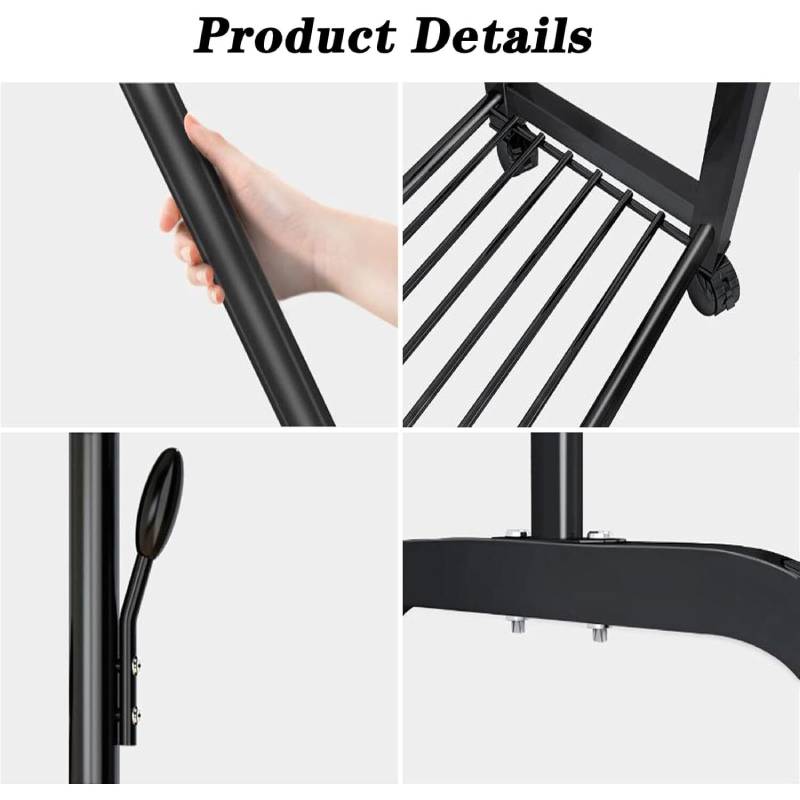 Penderie porte manteau vêtements et chaussures métallique avec roues – Image 5