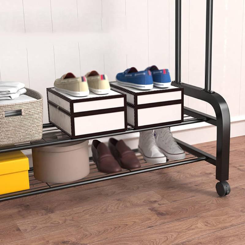 Penderie porte manteau vêtements et chaussures métallique avec roues – Image 6