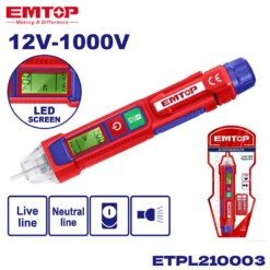 Testeur détecteur courant alternatif 12V/1000V EMTOP