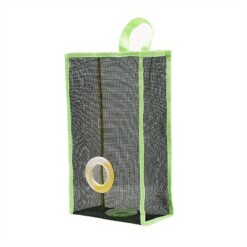 Porte sacs poubelle suspendu pliable en maille - Vert, Grand Modèle