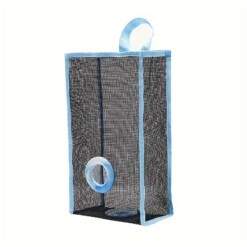Porte sacs poubelle suspendu pliable en maille - Bleu clair, Grand Modèle