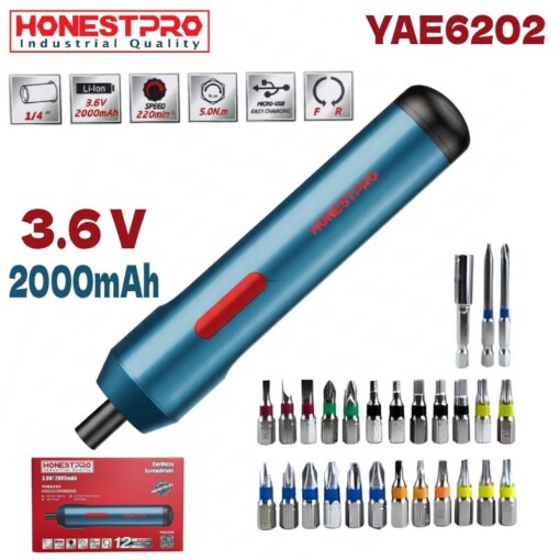 Tournevis électrique HONESTPRO 3.6v 2000mAh YAE6202