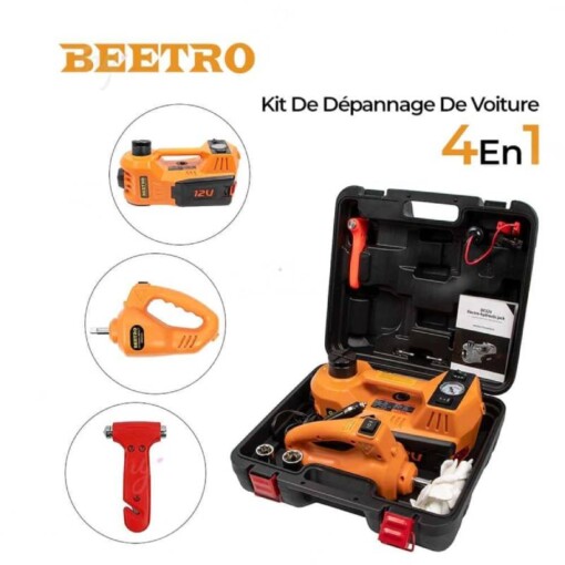Coffret Cric électrique 5T + Boulonneuse + Compresseur Auto 8 pieces BEETRO BE0091