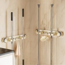 Alternative view of Porte balais double mural adhésif 50-12