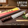 Couteau Chef Samurai à manche coloré LBD318 20cm