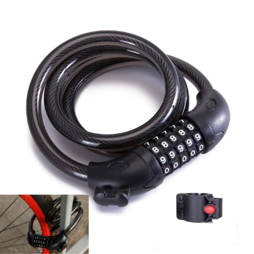 Cadenas antivol avec code et support PVC pour vélo