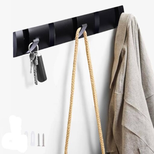Porte manteau et objets en Aluminium 4 crochets pliables