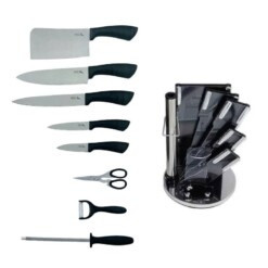 Alternative view of Ensemble de 9 couteaux de cuisine en acier inoxydable avec support