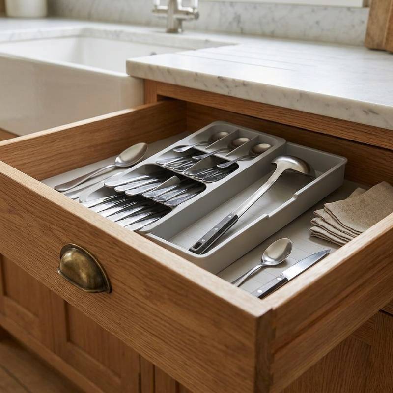 Organisateur ustensiles de cuisine avec tiroir – Image 2