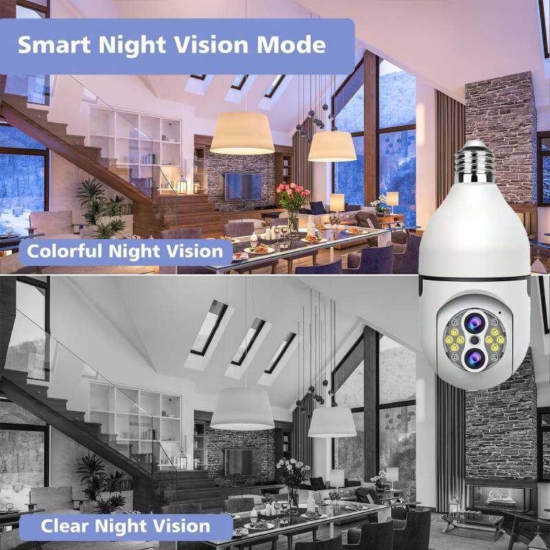 Caméra de surveillance nocturne WiFi 2MP 360 degrés avec détecteur de mouvement et audio – Image 2