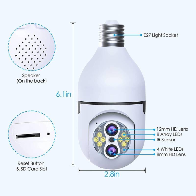Caméra de surveillance nocturne WiFi 2MP 360 degrés avec détecteur de mouvement et audio – Image 5