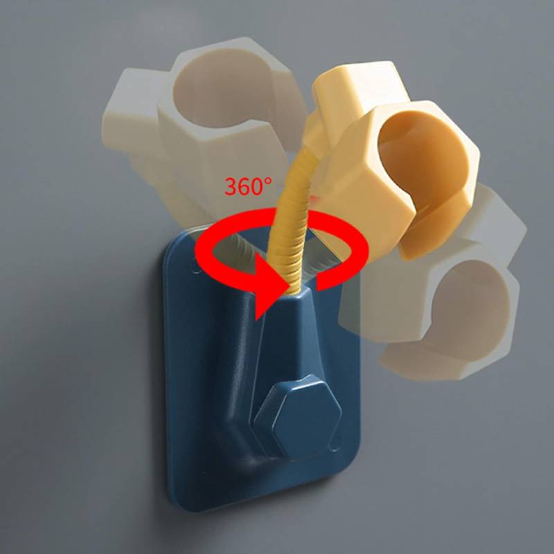 Support douchette salle de bain adhésif flexible avec 2 crochets – Image 4