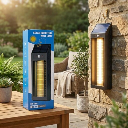 Lanterne Murale Solaire avec Lumière Colorées et Détecteur de Mouvements 18W