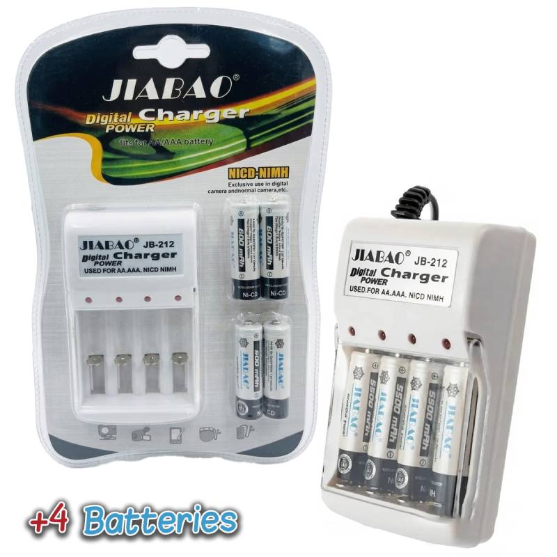 Chargeur des piles AA/AAA rechargables avec 4 piles JIABAO