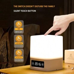 Alternative view of Veilleuse Horloge LED Cubique rechargeable lumière tamisée