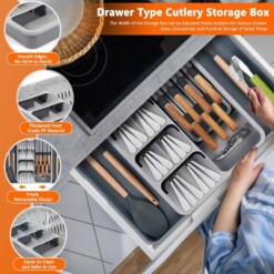 Alternative view of Organisateur Ustensiles de cuisine porte couteaux 8 compartiments réglables