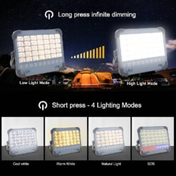 Alternative view of Mini Projecteur LED solaire aimanté rechargeable avec Powerbank 200W 12000mAh