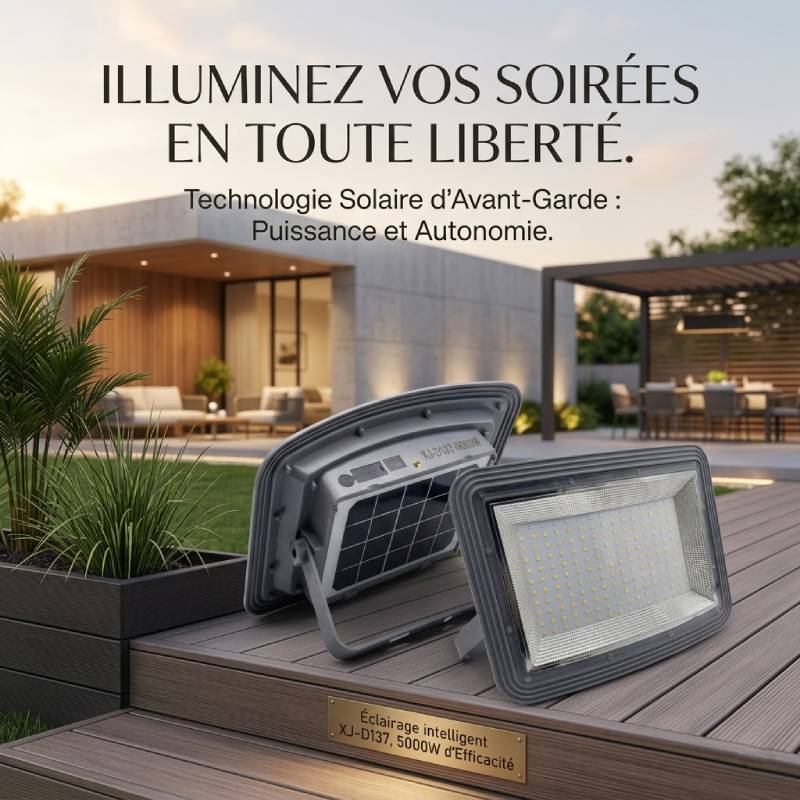 Projecteur LED solaire rechargeable avec PowerBank 5000W