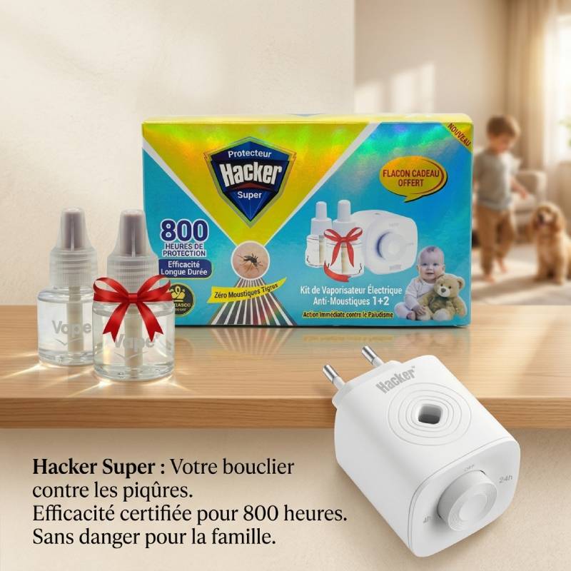Hacker Appareil anti-moustique avec minuteur + 2 recharges liquides