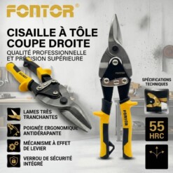 Cisailles à tôle coupe droite 250mm 10″ FONTOR