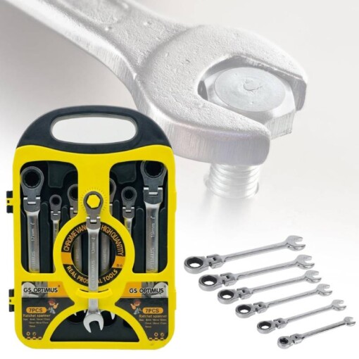 Jeu de clés à cliquet mixtes flexibles 8-19mm 7PCS