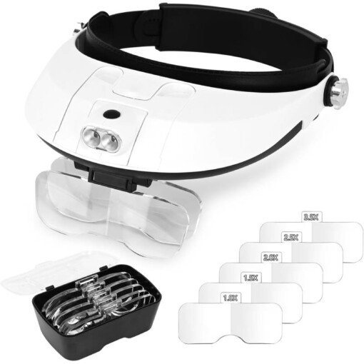 Loupe Bandeau pour lecture et réparation montres cartes électronique Avec Torche