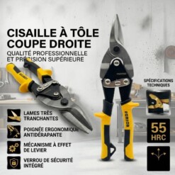 Cisailles à tôle coupe droite 250mm 10″