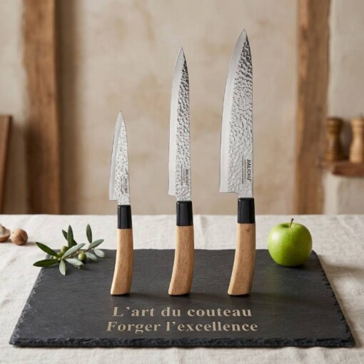 Ensemble 3 Couteaux Cuisine Manche Bois 29922