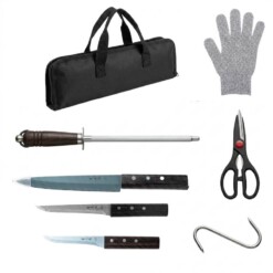 Alternative view of Mallette couteaux 3 PCS + Aiguiseur + Ciseau + Gant + Crochet LB20K24