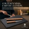 Couteau de cuisine et de fruits 2en1 en acier inoxydable avec boîte en bois NINJA 10cm