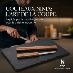 Couteau de cuisine et de fruits 2en1 en acier inoxydable avec boîte en bois NINJA 10cm