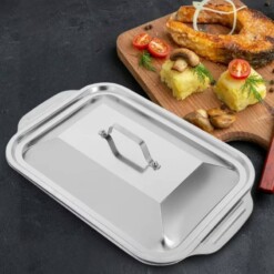 Alternative view of Plateau de cuisson en acier inoxydable adapté au grillage de viande et de poisson