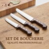 Set de 3 Couteaux de Boucher en Acier Inoxydable