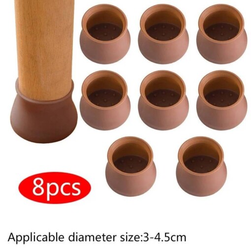 Capuchons protection chaises et tables en Silicone Marron 8PCS