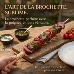 Tige Brochette en acier inoxydable Manche Bois 6PCS