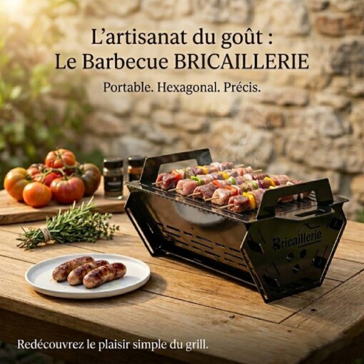 Barbecue démontable Métallique Noir avec Pochette BRICAILLERIE