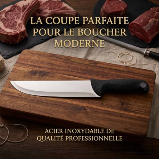 Couteau de Boucher Professionnel pour Abattage 20cm