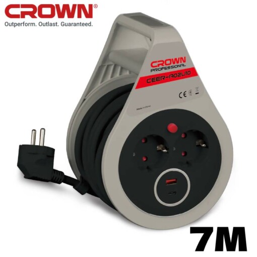 Enrouleur de câble 7 METRE 2300 W CROWN CEER-A02U10