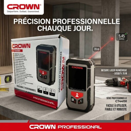 Télémètre Laser 70m Avec Anti-choc CROWN | CT44191