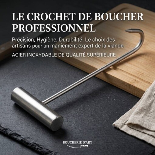 Crochet de Boucher Manuel en Acier Inoxydable