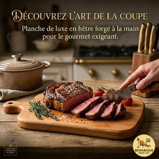 Planche à découper Luxe forgée à main au Bois d'Hêtre - Présentoir Plats