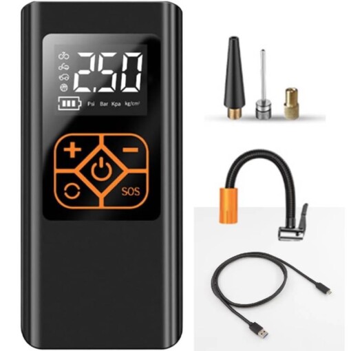 Mini Compresseur Gonfleur d'Air pour Pneus Véhicule Vélos Rechargeable 150PSI