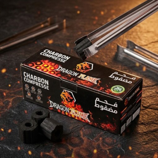 Charbon Compressé Naturel Dragon Flame — Performance & Longue Durée (24 Pcs)