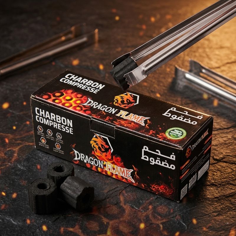 Charbon Compressé Naturel Dragon Flame — Performance & Longue Durée (24 Pcs)