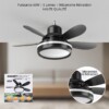 Lampe de ventilateur avec télécommande 60W à 5 Lames rétractables
