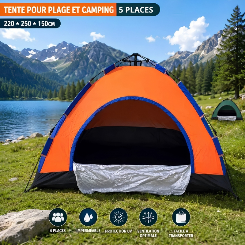 Tente automatique de camping 5 personnes