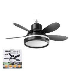 Alternative view of Lampe de ventilateur avec télécommande 60W à 5 Lames rétractables