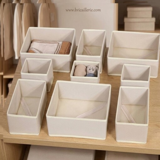 Lot de 9 Organisateurs de Tiroirs Pliables en Tissu 9pcs