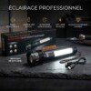 Torche rechargeable étanche Zoom télescopique avec LED latérale et PowerBank