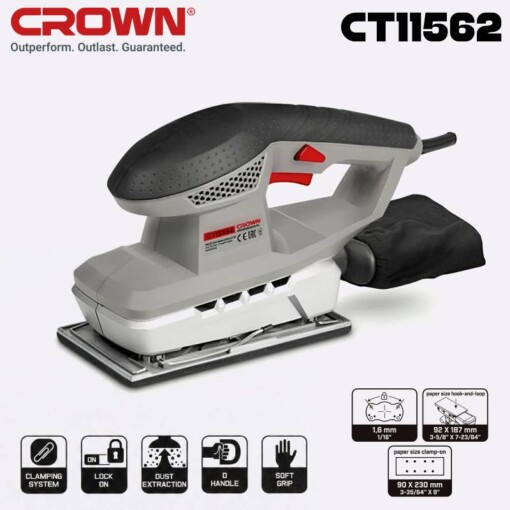 Ponceuse Vibrante Orbitale 200W CROWN CT13562